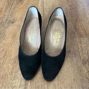 Salvatore Ferragamo Black Flats Minimalist Design